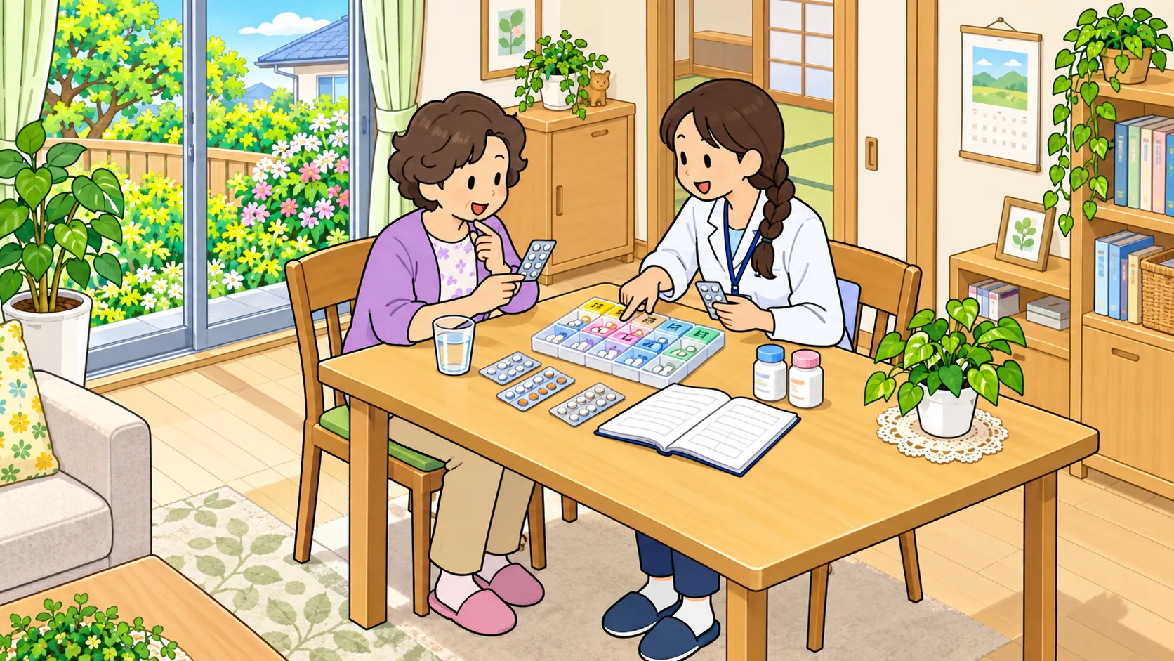 服薬カレンダーでお薬を整理するイメージ